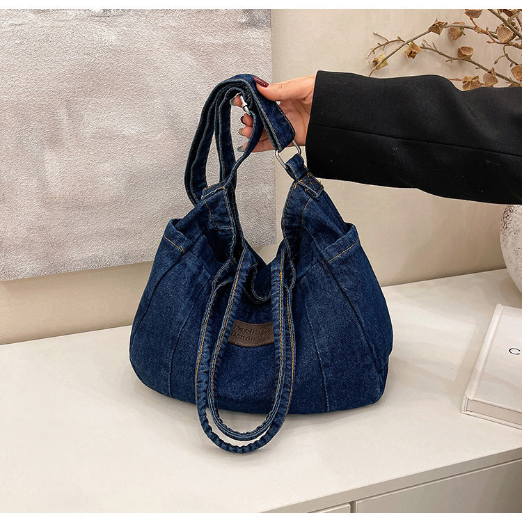 Denim Tote Bag for Women-Canvas Bag-Dark Blue-Free Shipping Leatheretro