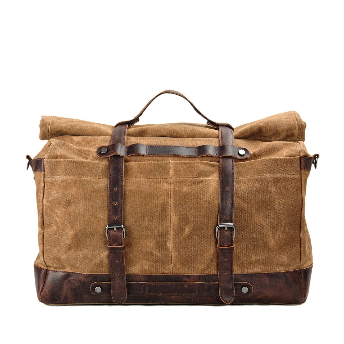 Large Capacity Vintage Waxed Canvas Travel Tote Bag-khaki-Free Shipping Leatheretro