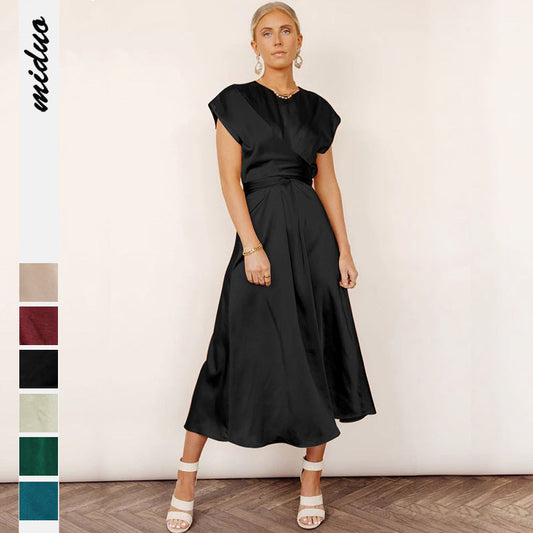 Elegant Satin Sleeveless Evening Dresses-Dresses-Apricot-S-Free Shipping Leatheretro