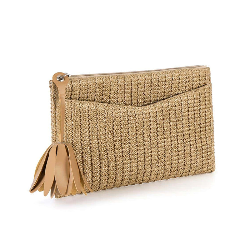 Vacation Style Straw Woven Handbag – Boho Chic Small Clutch-Apricot-25x15x0.5CM-Free Shipping Leatheretro