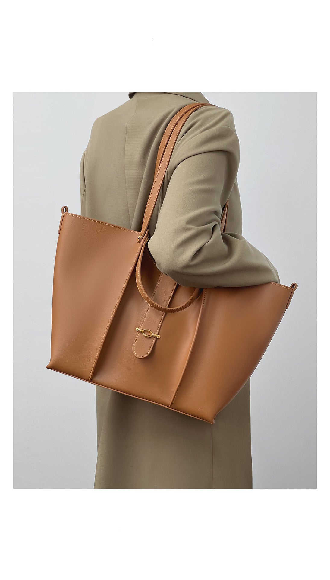 Stylish Leather Large Tote Bag for Women-Handbags-Brown-30*11*26cm-Free Shipping Leatheretro