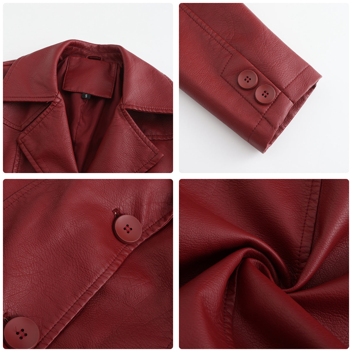 Women Long Sleeves Faux Leather Coat-black-S-Free Shipping Leatheretro