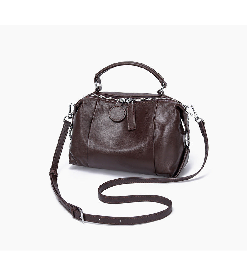 Vintage Boston Leather Crossbody Bag-Handbags-Coffee-Free Shipping Leatheretro