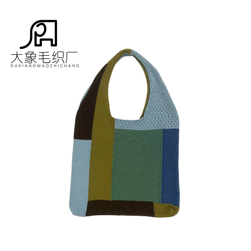 Vintage Knitted Shoulder Bags for Women-Handbags-Light Blue-Free Shipping Leatheretro