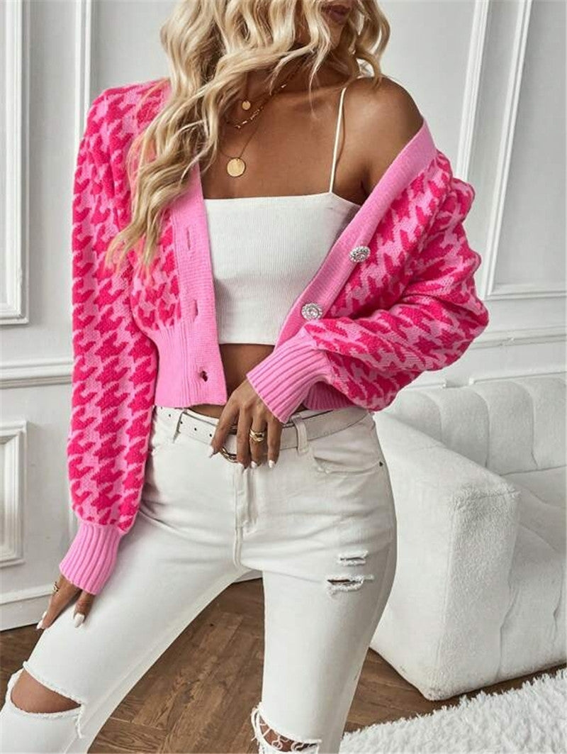 Fashion Women Knitted Cardigan Sweaters-Sweater&Hoodies-Light Pink-S-Free Shipping Leatheretro