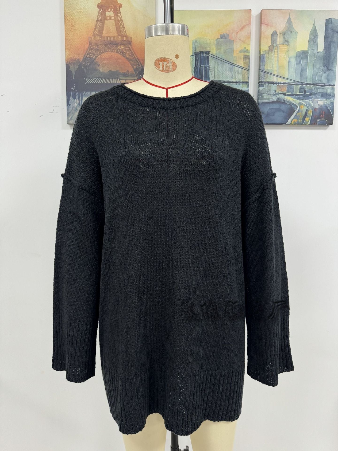 Fashion Plus Sizes Pullover Sweaters-Sweater&Hoodies-Black-S-Free Shipping Leatheretro