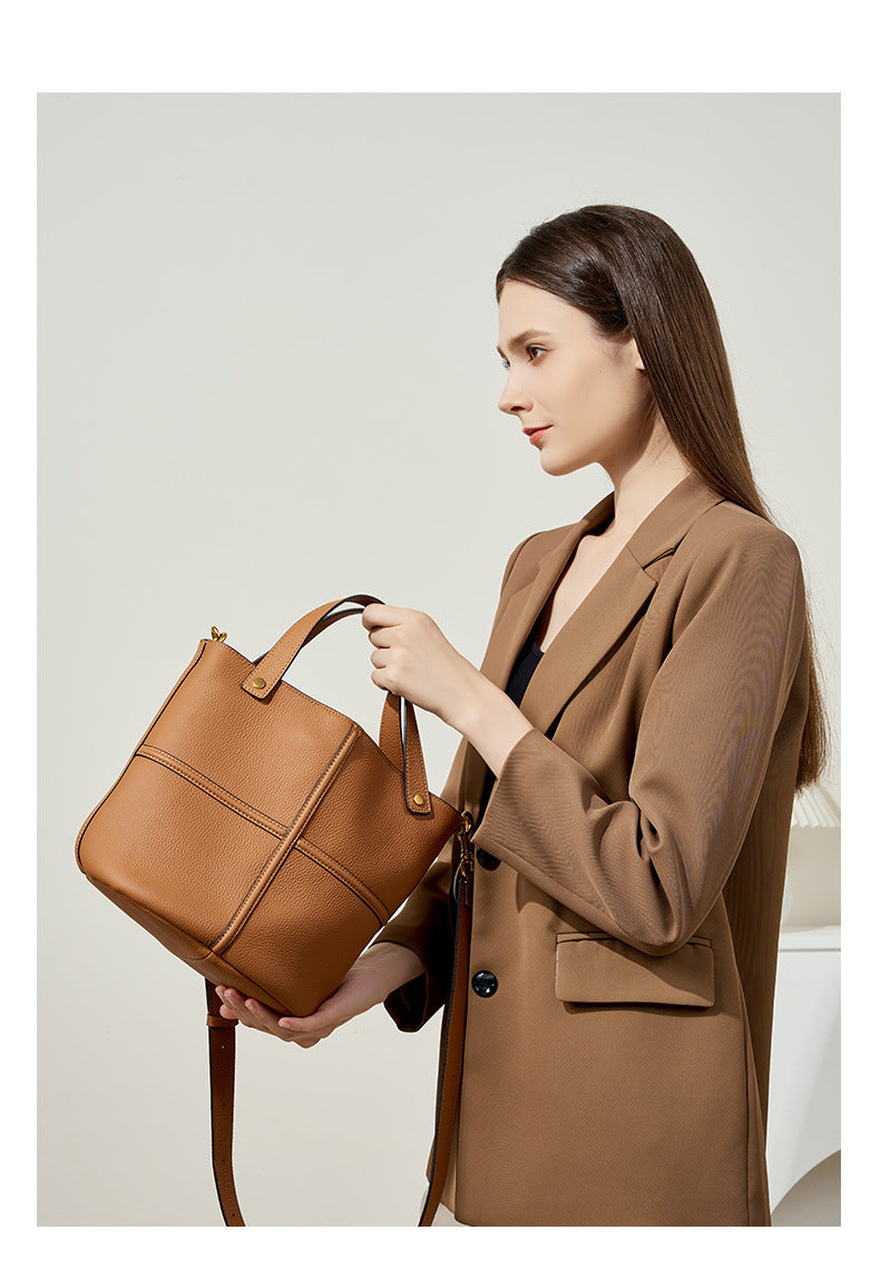 Elegant Genuine Leather Tote Bag-handbags-Black-Free Shipping Leatheretro