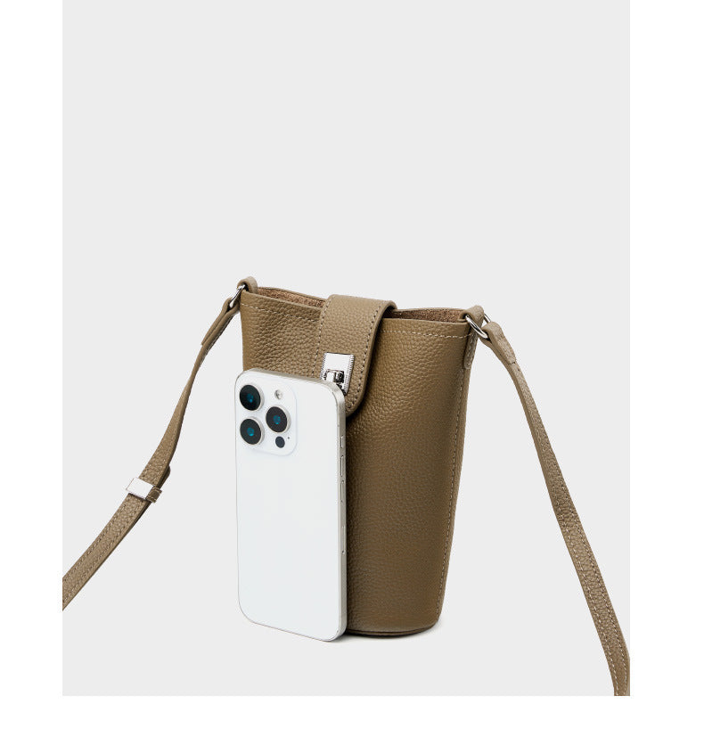 Top Grain Leather Shoulder Phone Bag for Women-Leather Phone Bags-Ivory-13*6.5*17.5-Free Shipping Leatheretro