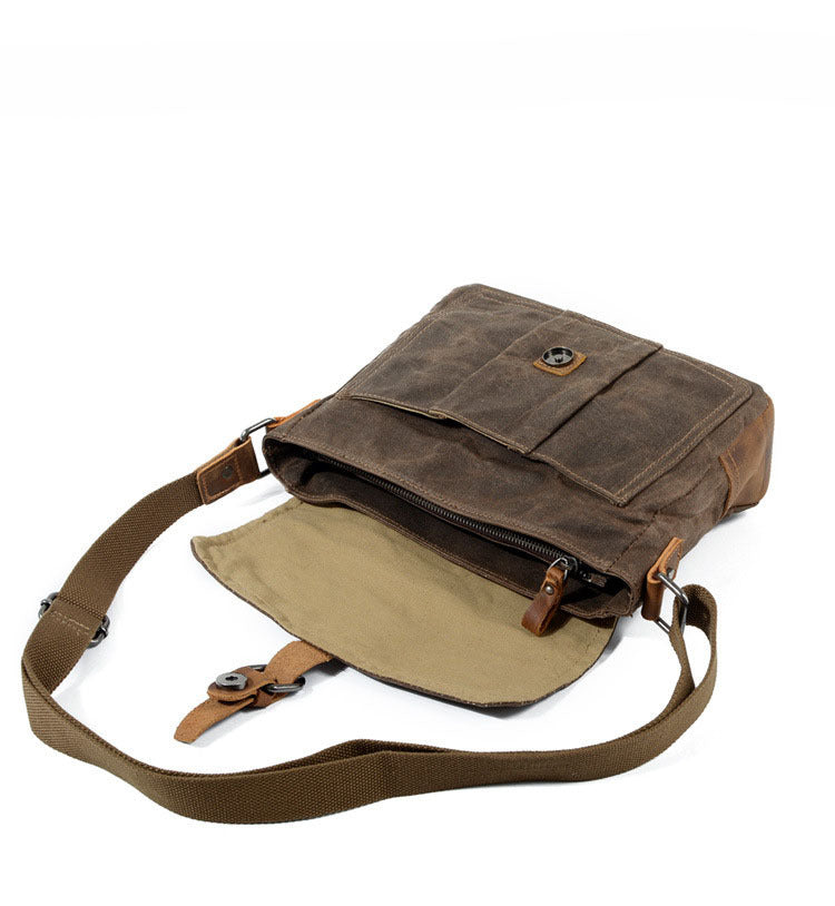 Vintage Crossbody Bag for Men – Casual Canvas Messenger Bag-dark gray-Free Shipping Leatheretro