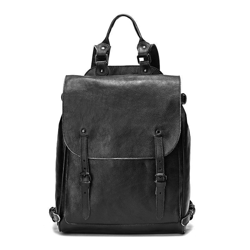 Handmade Vintage Vegetable-Tanned Leather Backpack-Backpack-Black-42CM*14CM*31CM-Free Shipping Leatheretro