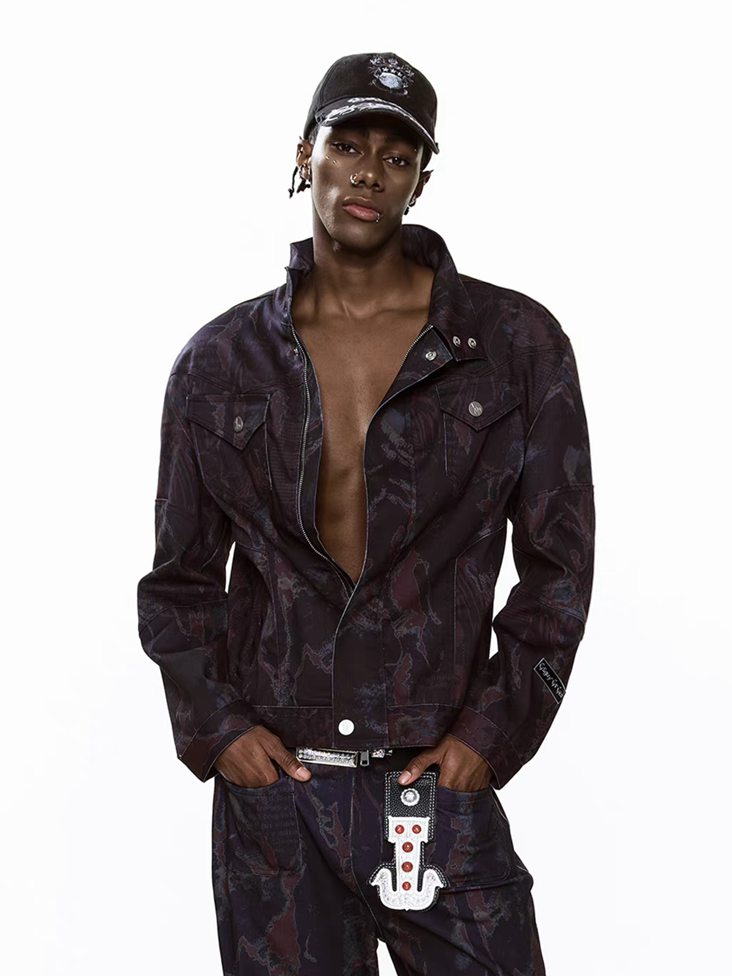CYCYCY Punk Graffiti Denim Jacket-Jacket-S-Free Shipping Leatheretro