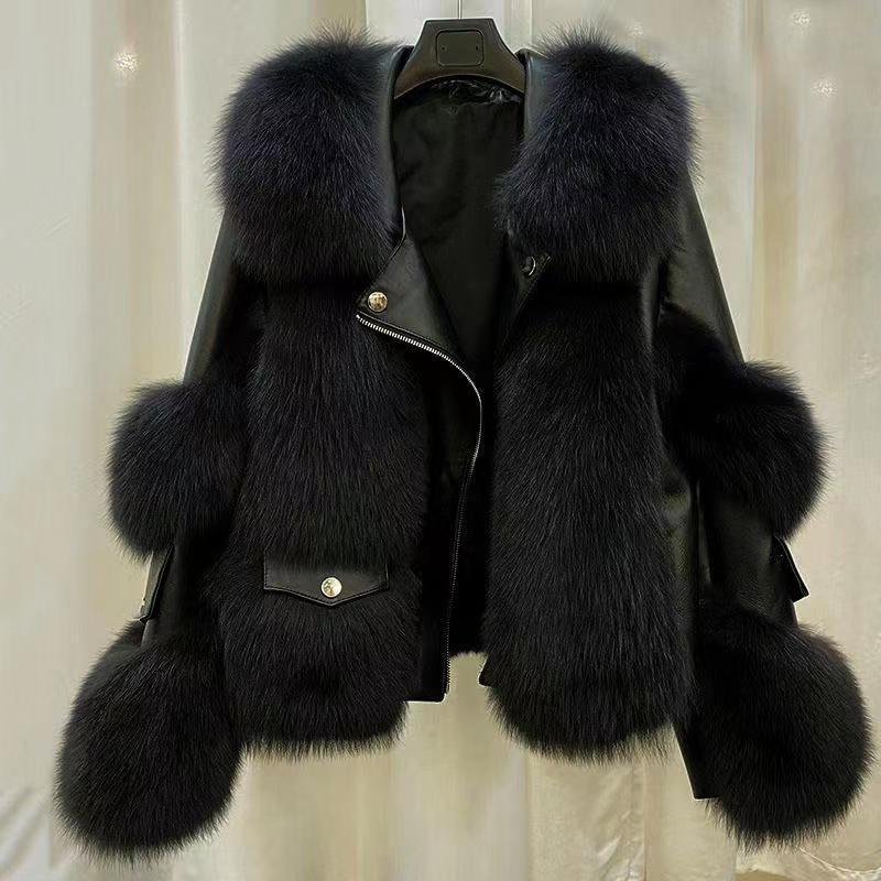 Fashion Faux Fur Ladies Jacket Coats-Coats & Jackets-黑色-M 50-55kg-Free Shipping Leatheretro