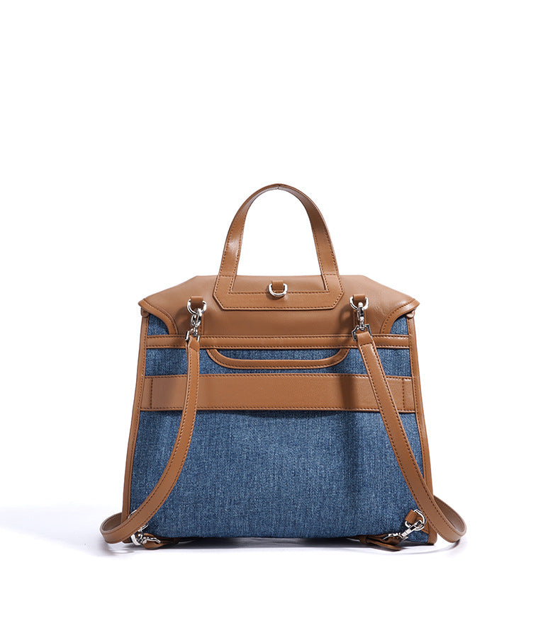 Casual Leather Denim Backpack-Backpack-Blue-Free Shipping Leatheretro