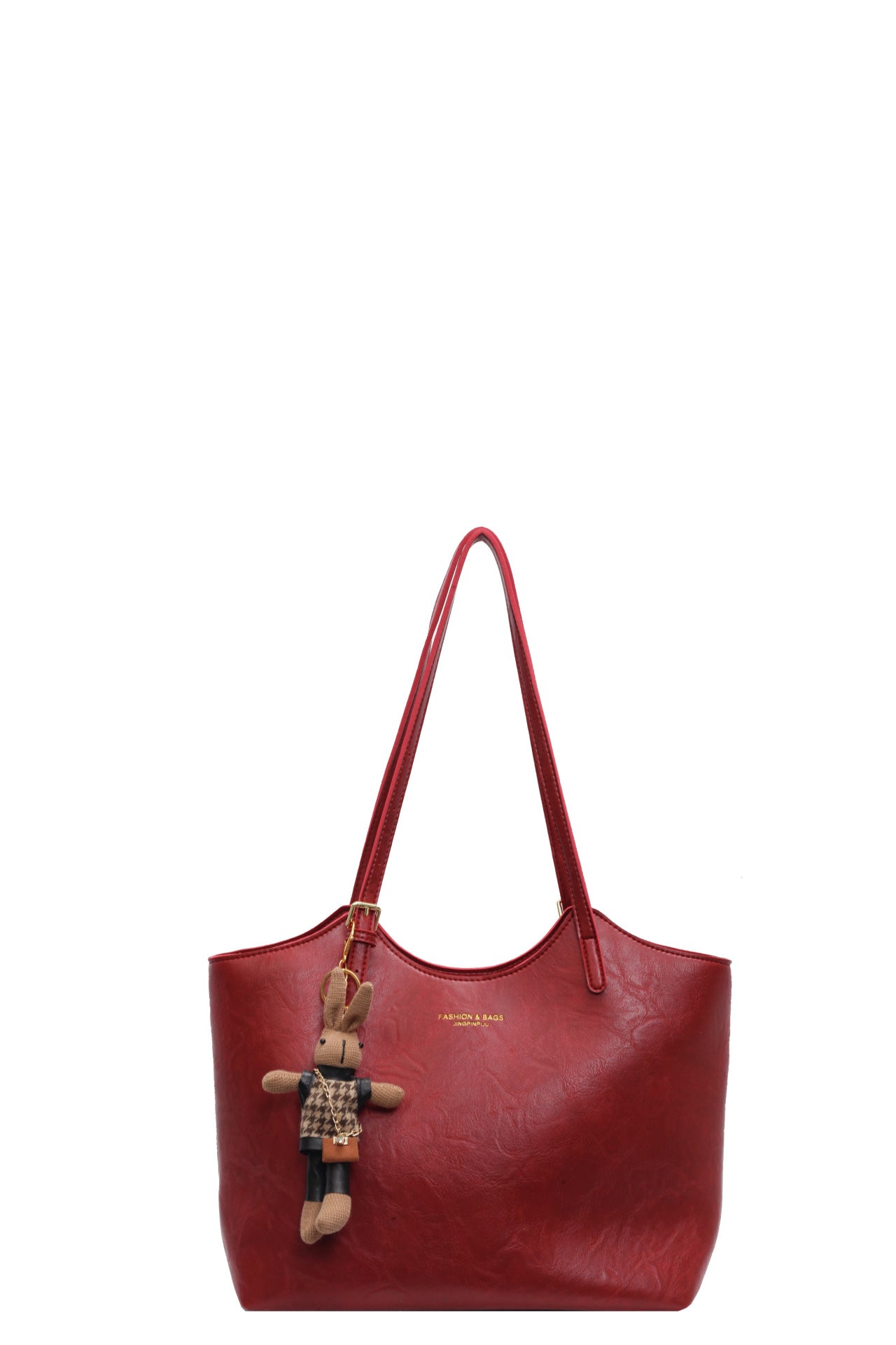 Vintage Soft Faux Leather Tote Bag for Women-Burgundy with pendant.-Free Shipping Leatheretro