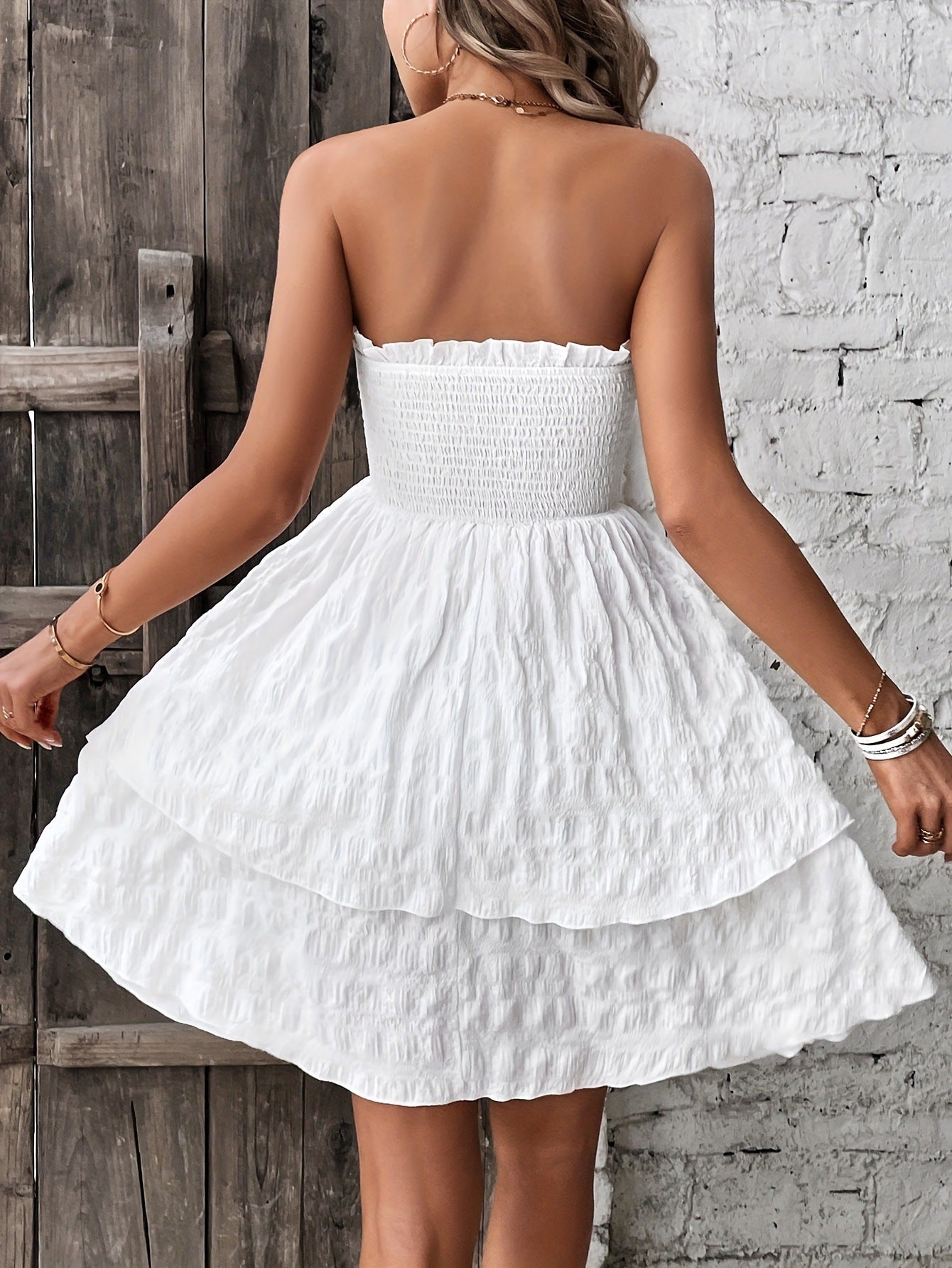 Sexy Strapless Summer Holiday Short Dresses-Dresses-White-S-Free Shipping Leatheretro