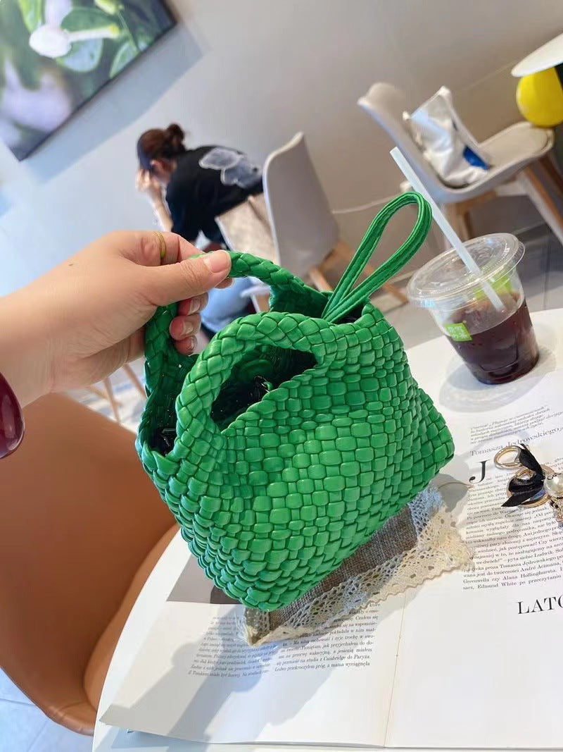 Handwoven Mini Bag – Stylish Tote Handbag-Fruit Green-Free Shipping Leatheretro