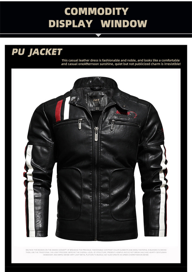 Men's Winter Motorcycle Faux Leather Jacket-red-EUR S-Free Shipping Leatheretro