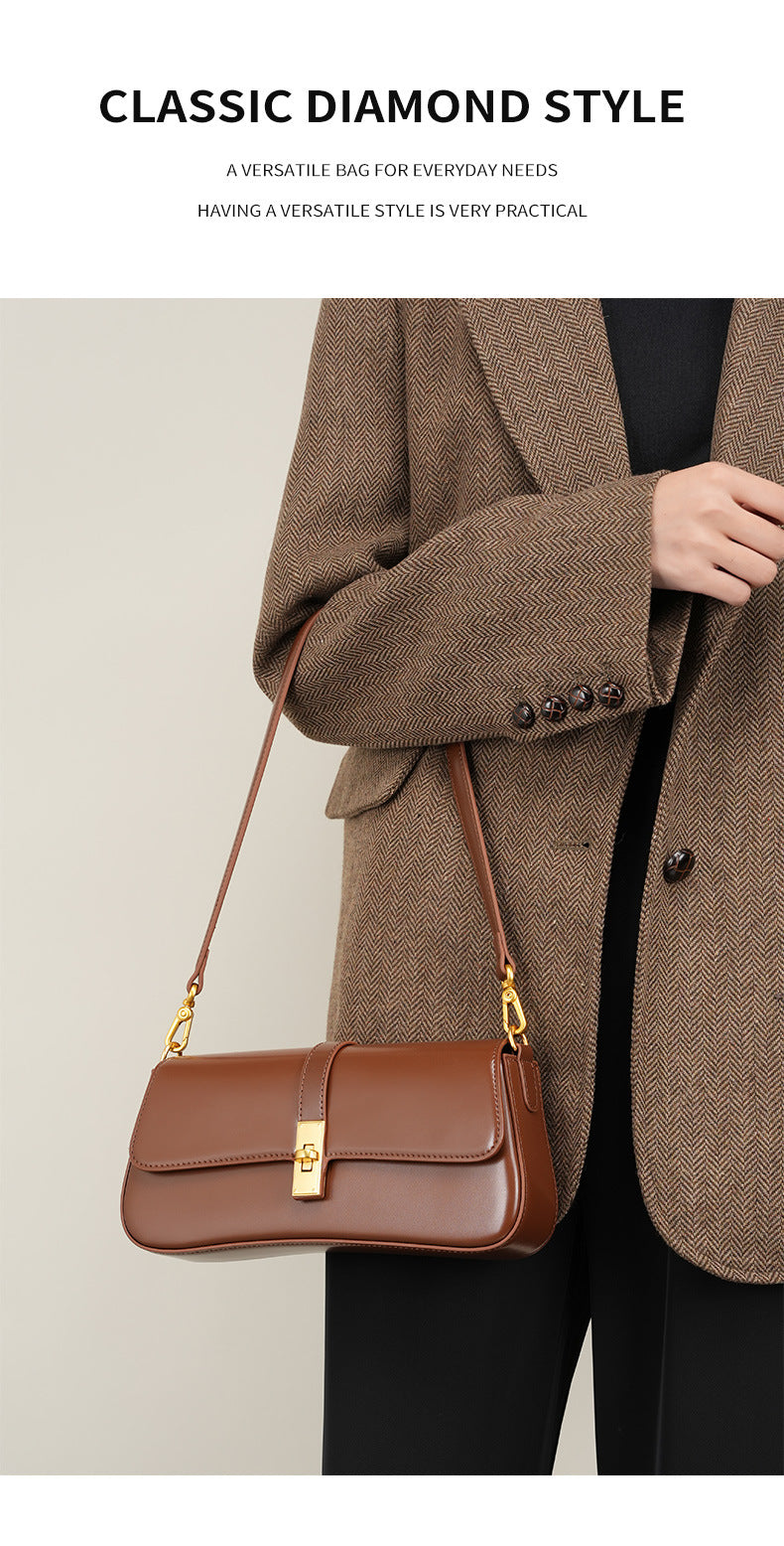 Designer Leather Baguette Bag-Handbags-Black-Free Shipping Leatheretro