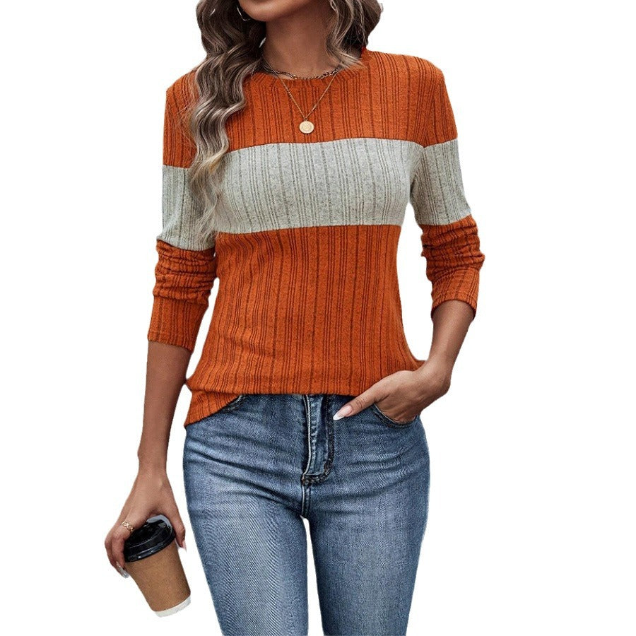 Sexy Round Neck Long Knitted Shirts-Shirts-Wine Red-S-Free Shipping Leatheretro