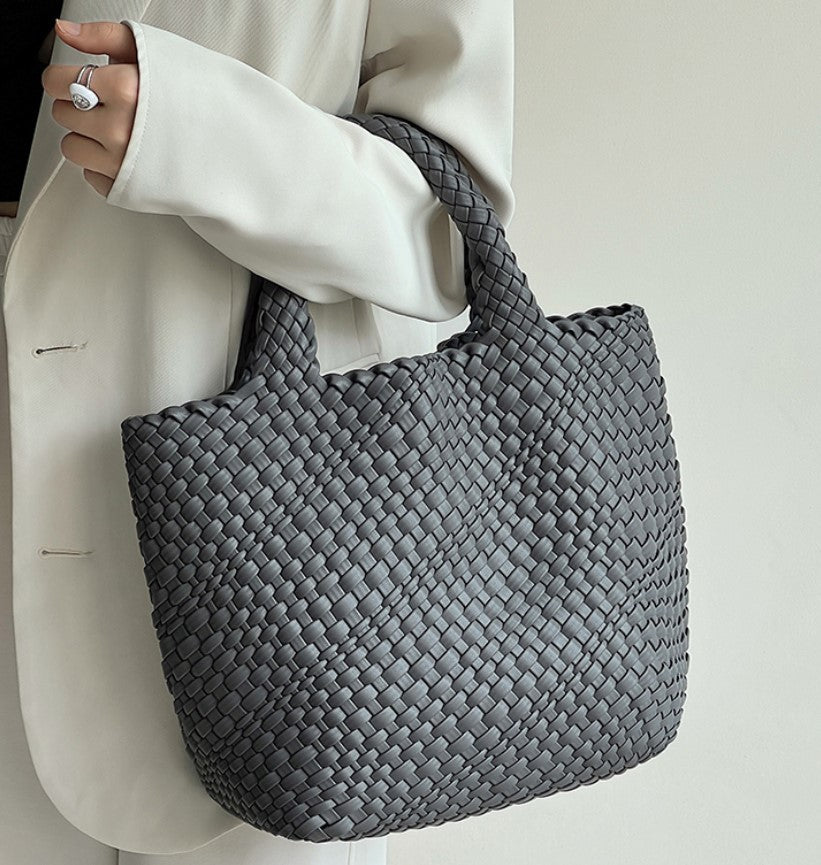 Handwoven Faux Leather Large Tote Bag for Women-Fruit green-Free Shipping Leatheretro