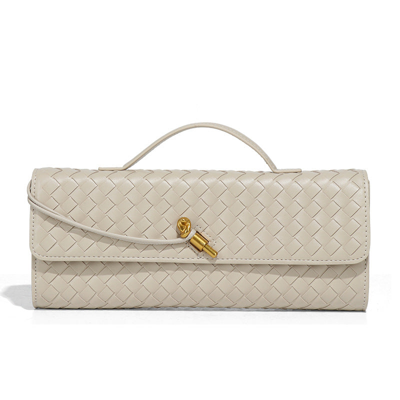 Woven Single-Shoulder Faux Leather Baguette Bag – Stylish & Versatile Crossbody Clutch for Women-Baguette Bag-B1893 #black-Free Shipping Leatheretro