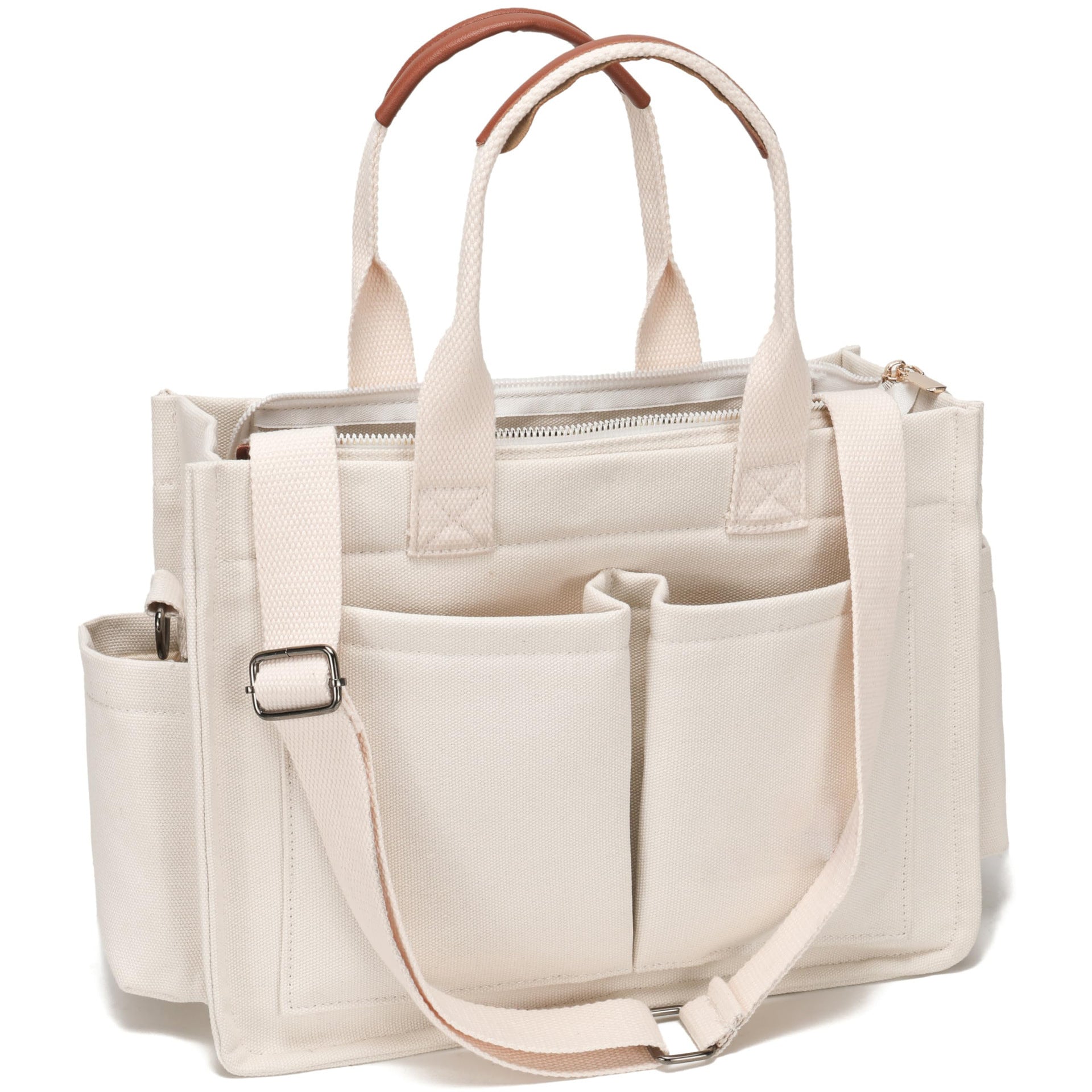 Large Canvas Tote Bag Laptop Crossbody Bag, Spacious Mom Diaper Bag-Canvas Bag-Black-A-Free Shipping Leatheretro