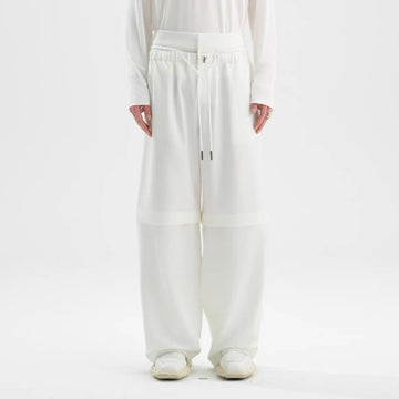 TIWILLTANG Detachable Drawstring Straight-Leg Pants-Pants-S-White-Free Shipping Leatheretro