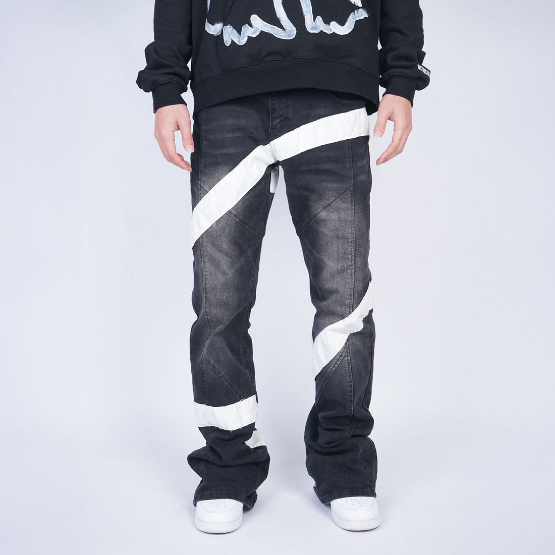 VINKID Infinite Cross Panel Embroidered Jeans-Jeans-S-Free Shipping Leatheretro