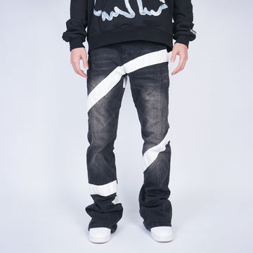 VINKID Infinite Cross Panel Embroidered Jeans-Jeans-S-Free Shipping Leatheretro