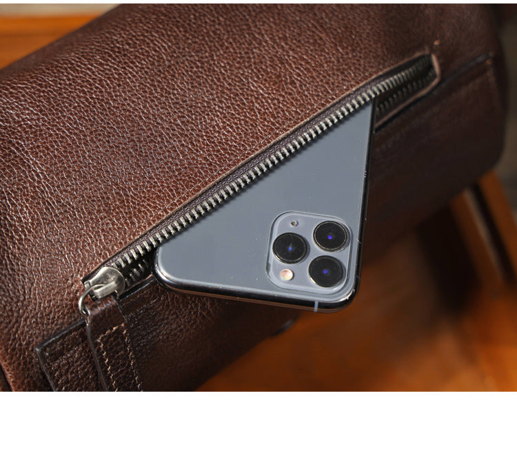 Genuine with Full-Grain Vegetable-Tanned Leather Bag-Handbags-Dark Coffee-Free Shipping Leatheretro