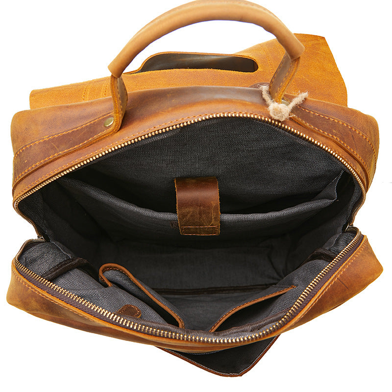 Genuine Leather Men's Backpack-Backpack-Black-30cm*10cm*38cm-Free Shipping Leatheretro