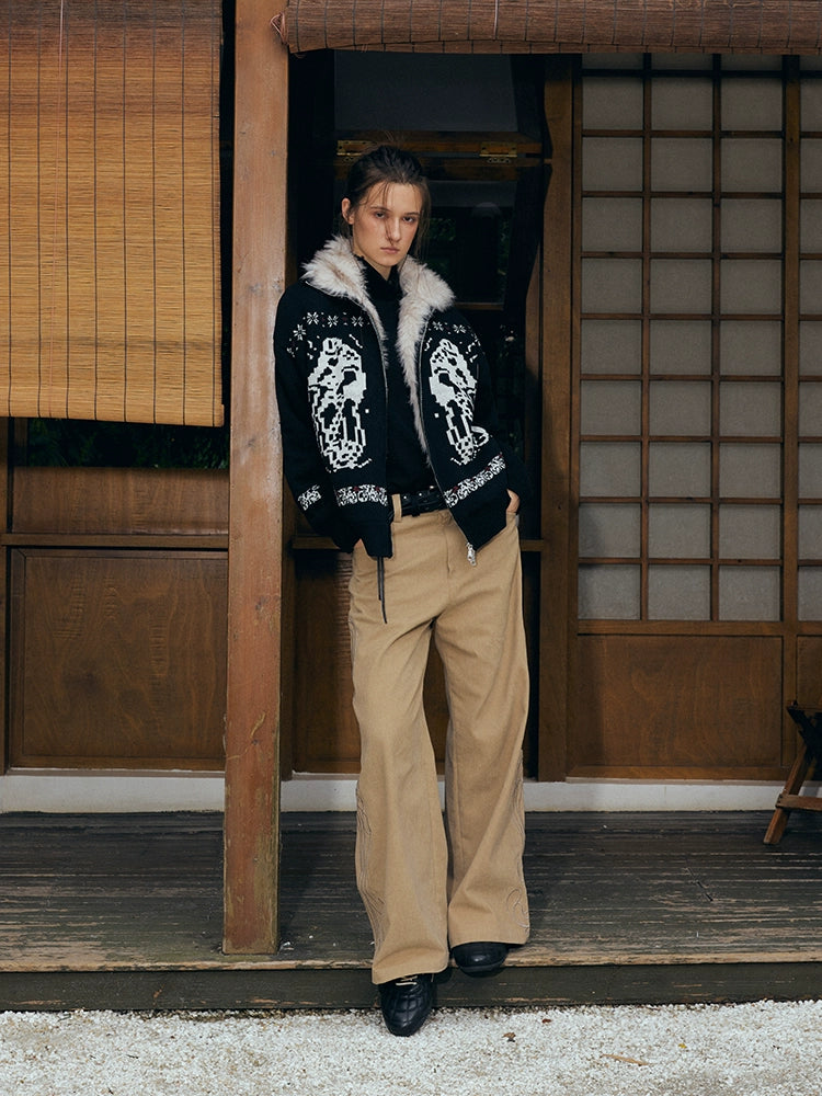 KREATE Women's Plush Knit Jacket with Dyed Tip Fur-Black-S-Free Shipping Leatheretro