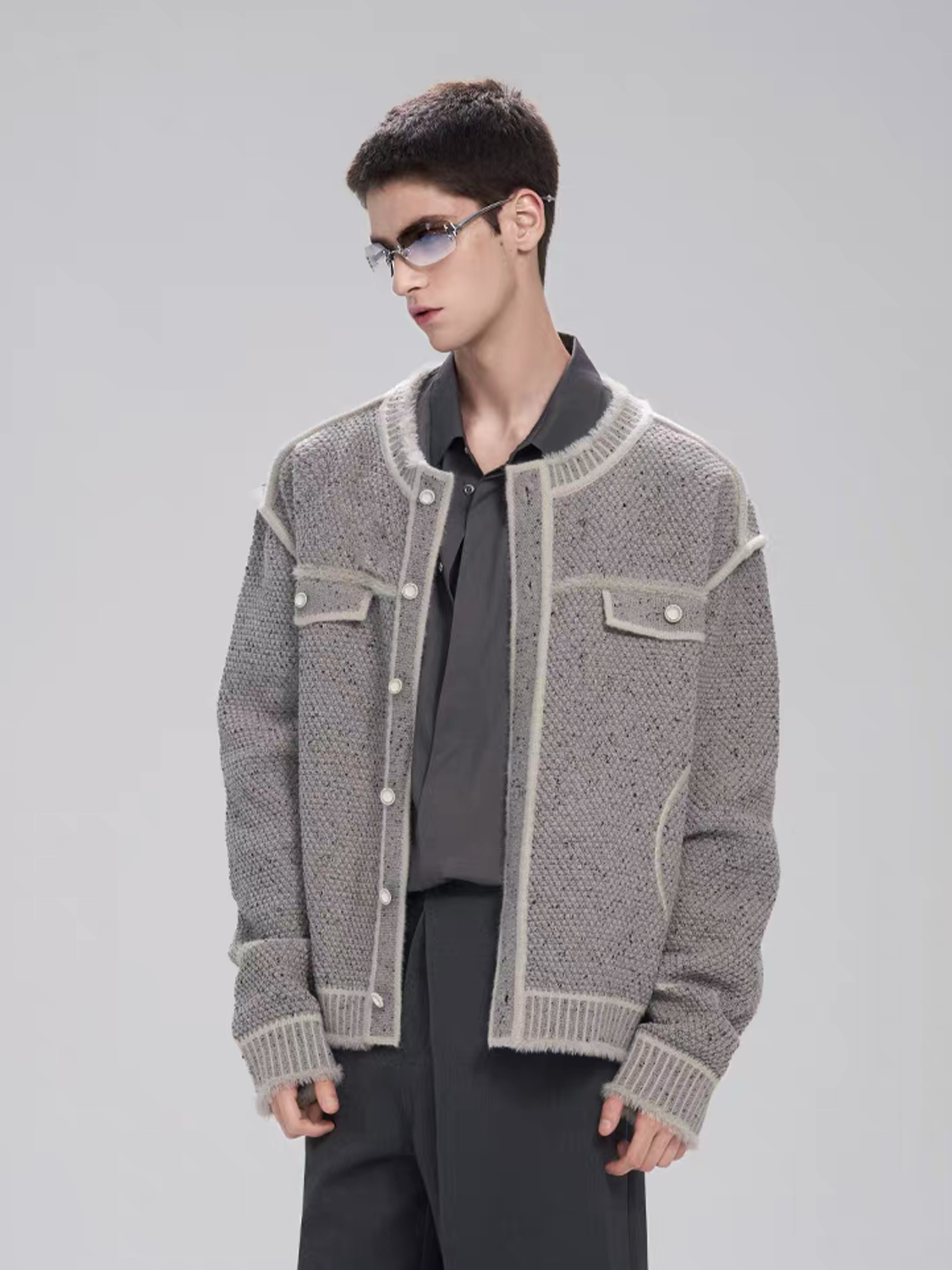 TIWILLTANG Contrast Stitch Knit Jacket