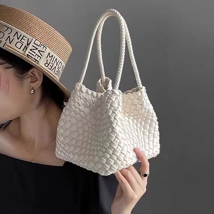 Handwoven Bag – Luxury Boho Woven Tote-Silver-Free Shipping Leatheretro