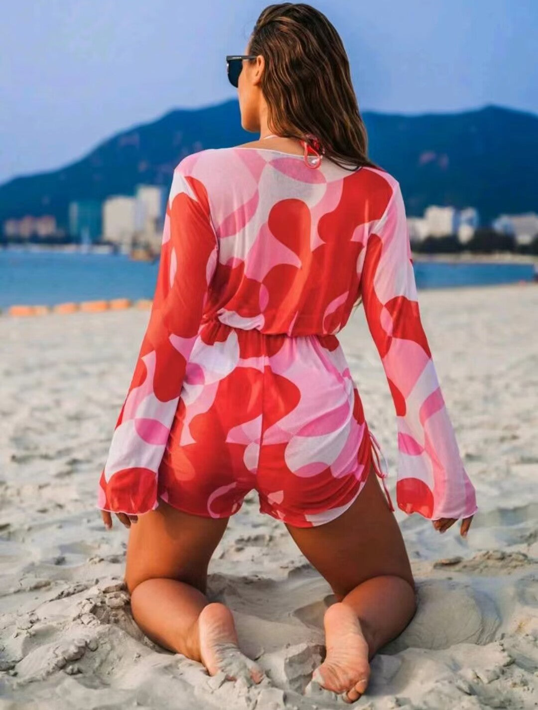 Sexy Long Sleeves Three Pieces Bikini Swimsuits-Swimwear-Red-S-Free Shipping Leatheretro