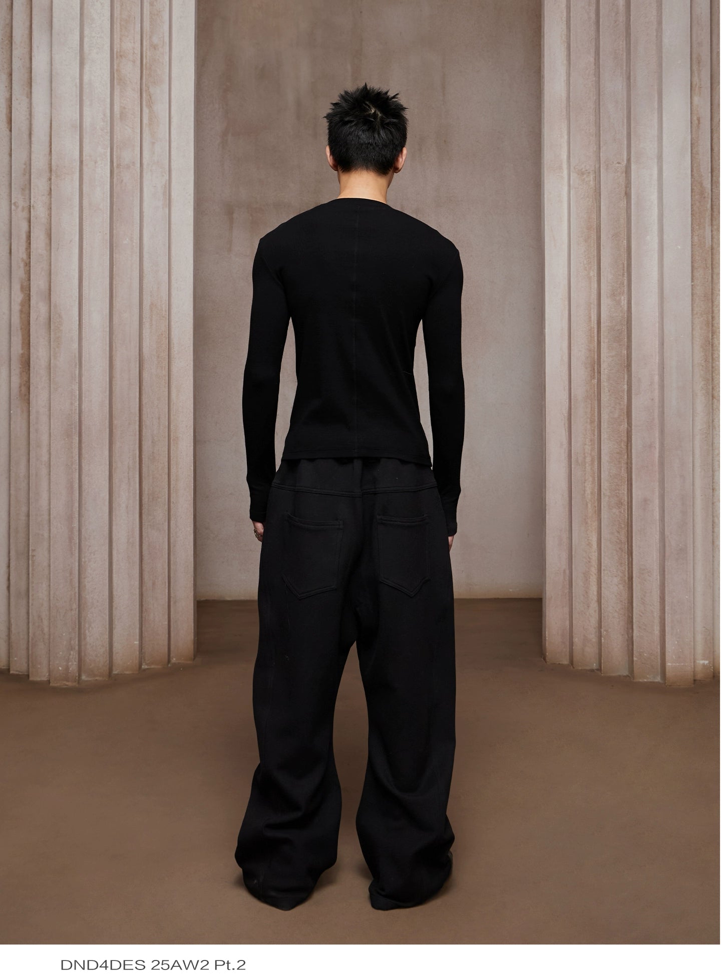 DND4DES Men's Long Sleeve T-Shirt - Ribbed Stretch Fit-Black-S-Free Shipping Leatheretro