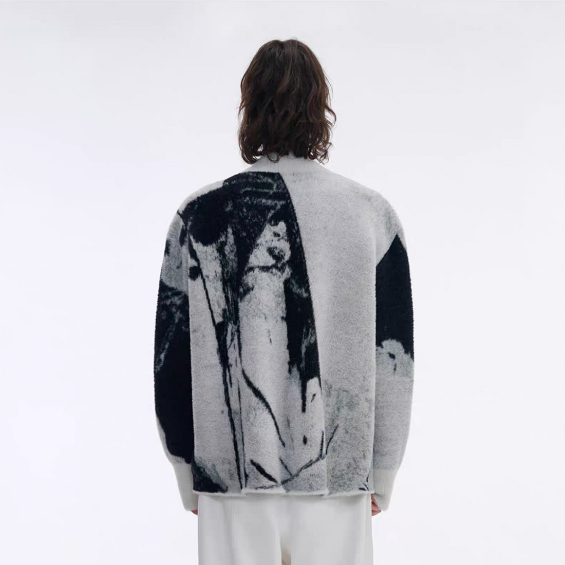 TIWILLTANG Faux-Mink Graphic Knit Jacket