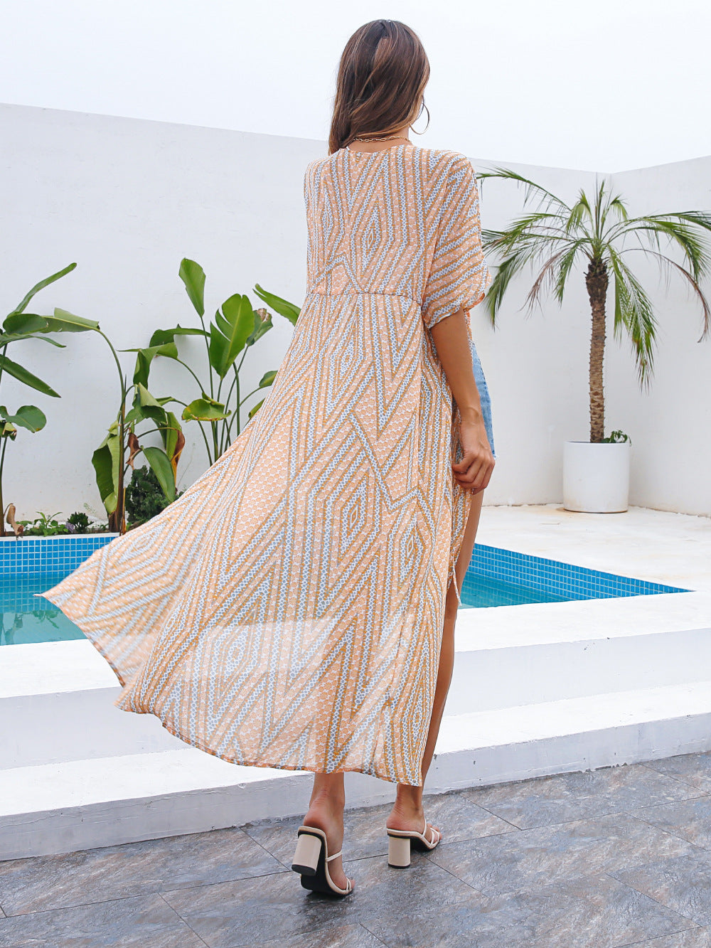 Summer Lace Up Sun Proof Long Cover Ups-Cover Ups-Orange-S-Free Shipping Leatheretro