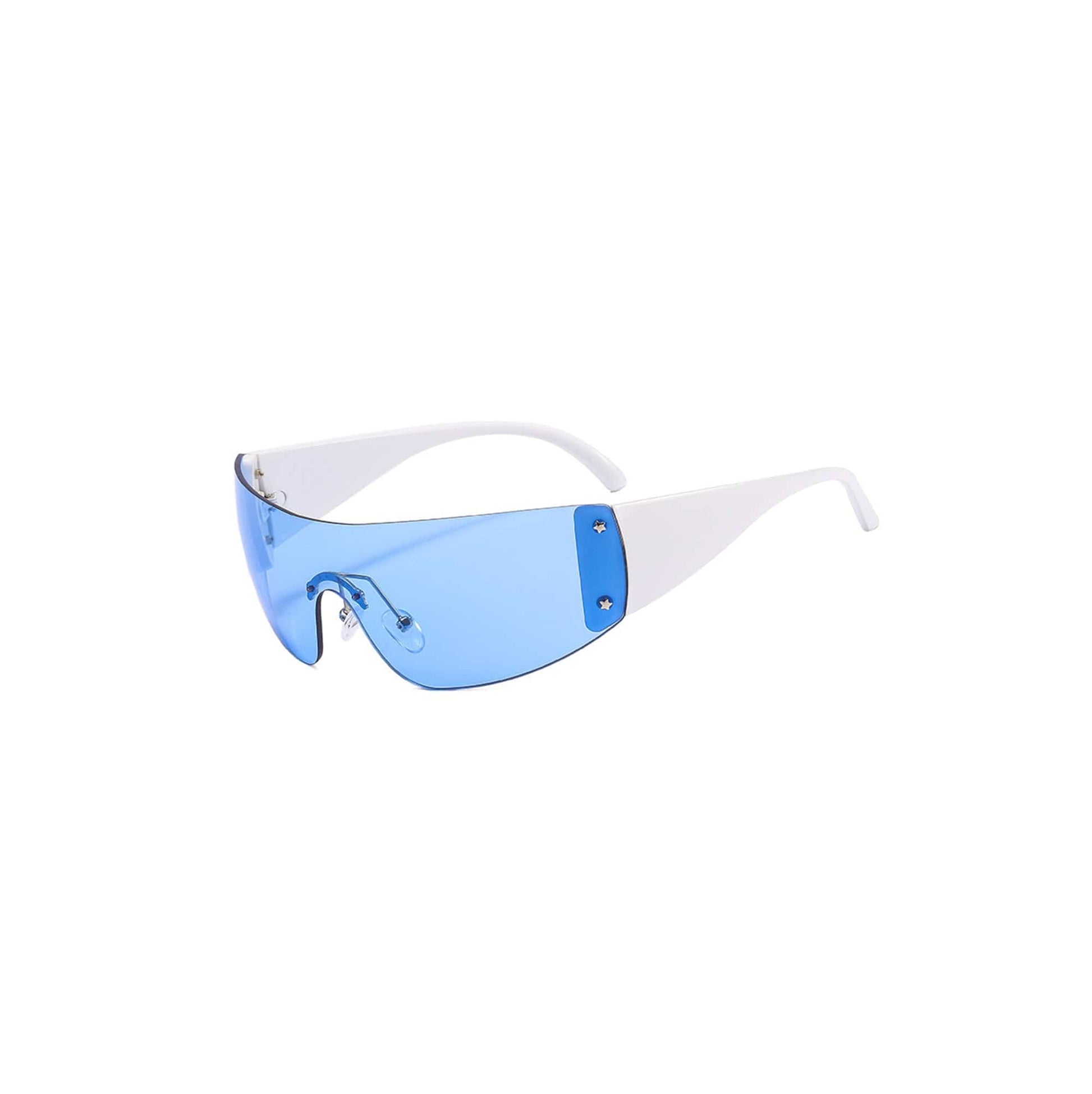 DAMAGE ASIA OPTICALS Frameless One-Piece Sunglasses-Sunglasses-One Size-Blue-Free Shipping Leatheretro