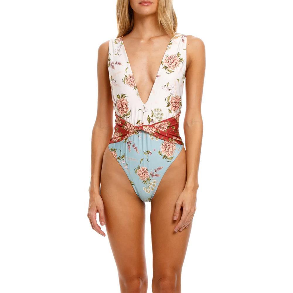 Sexy Flower Print One Piece Swimwear-Women Swimwear-The same as Picture-S-Free Shipping Leatheretro