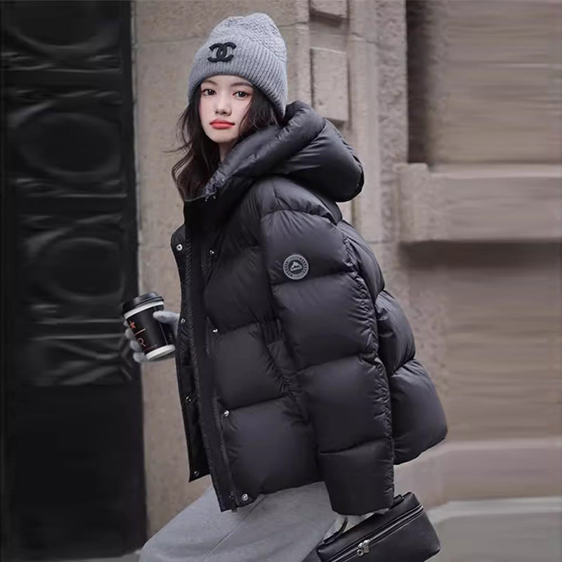 Fashion Down Jacket Women's Hooded Puff Jacket for Couple-Coats & Jackets-Black - short-S-Free Shipping Leatheretro