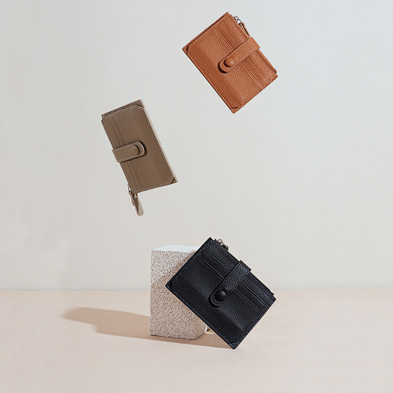 Multi-Pocket Zipper Leather Card Holder-Leather Card holder-Brown-Free Shipping Leatheretro