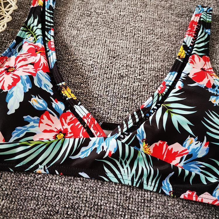 Women High Waist Floral Print V Neck Bikini-Women Swimwear-The same as picture-S-Free Shipping Leatheretro