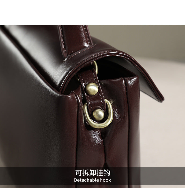 Genuine Top-Grain Soft Cowhide Leather Crossbody Bag-Handbags-Light Brown-Free Shipping Leatheretro