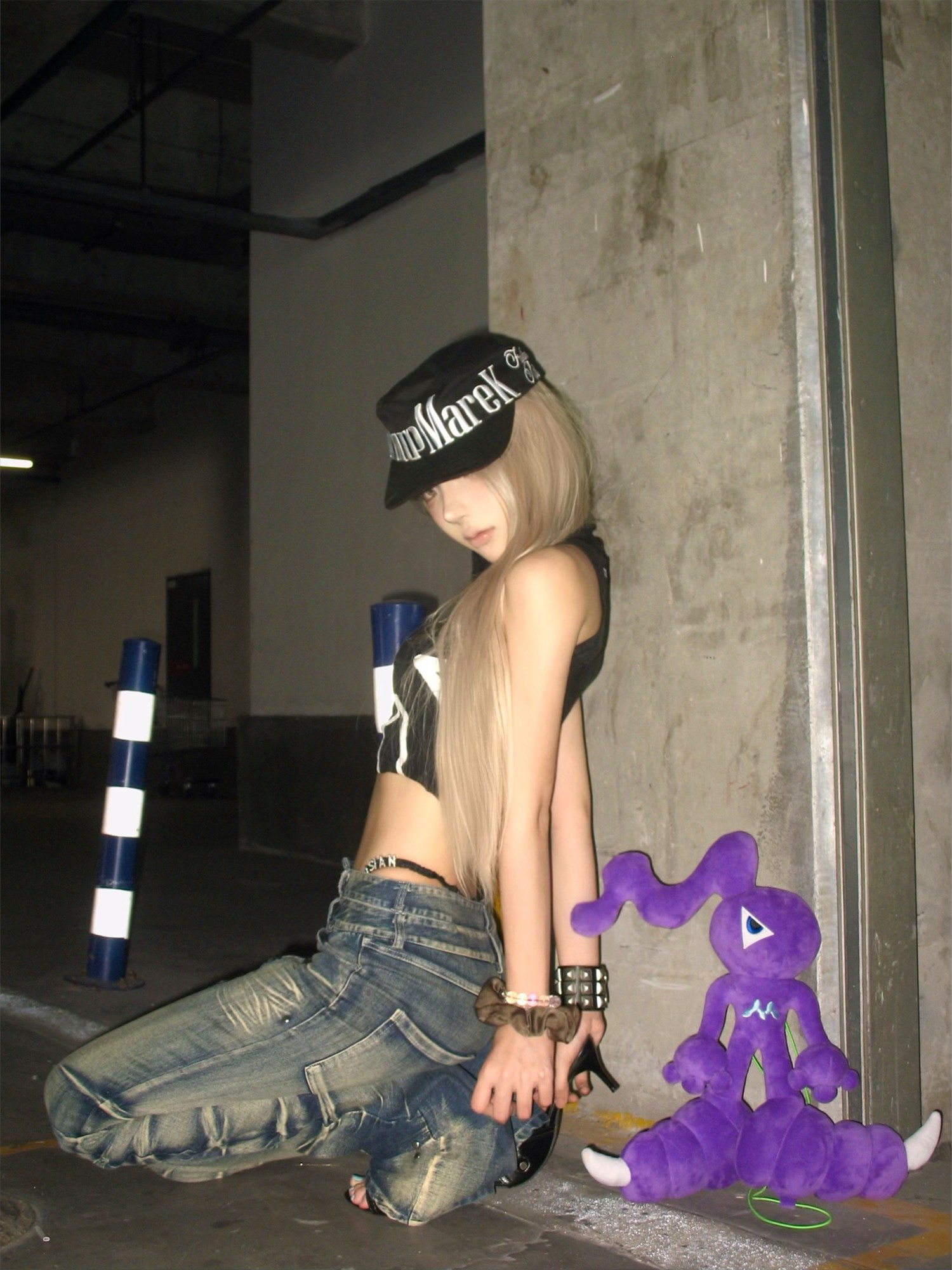 PAIKI Sword Slash Washed Curved Jeans-Jeans-S / 31"-Black (Preorder)-Free Shipping Leatheretro