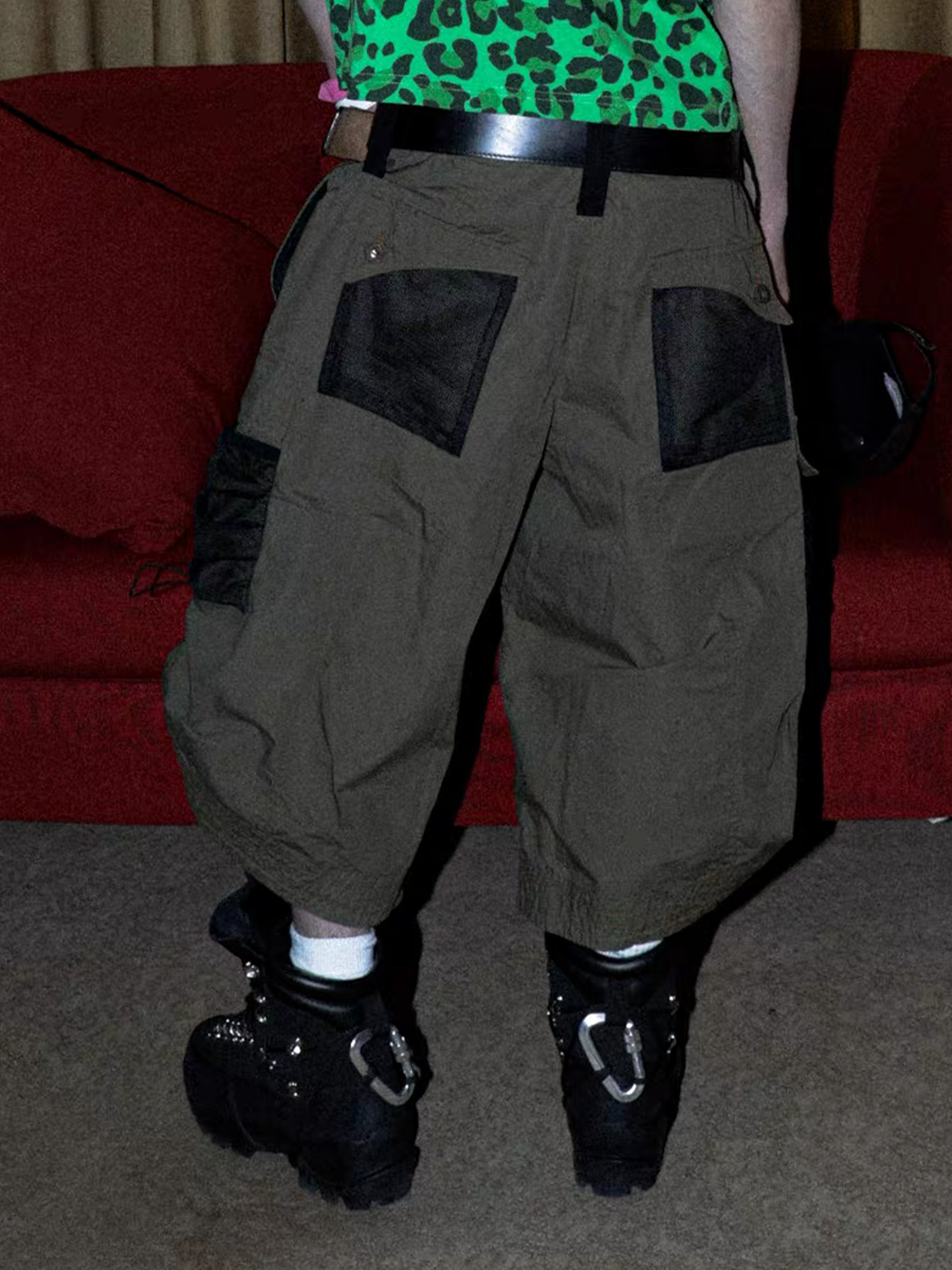 PCCVISION Contrast Panel Pleated Utility Shorts-Shorts-S (Preorder)-Free Shipping Leatheretro