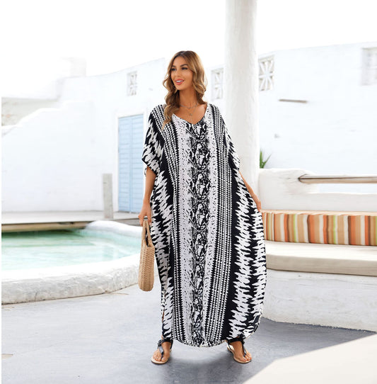 Women Summer Casual Plus Sizes Long Bikinis Cover Ups-Dresses-A-One Size-Free Shipping Leatheretro