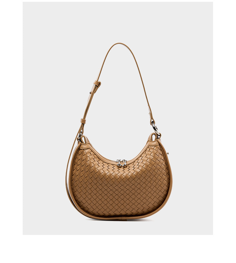 Women's Small Leather Woven Hobo Bag-Handbags-Green-Free Shipping Leatheretro