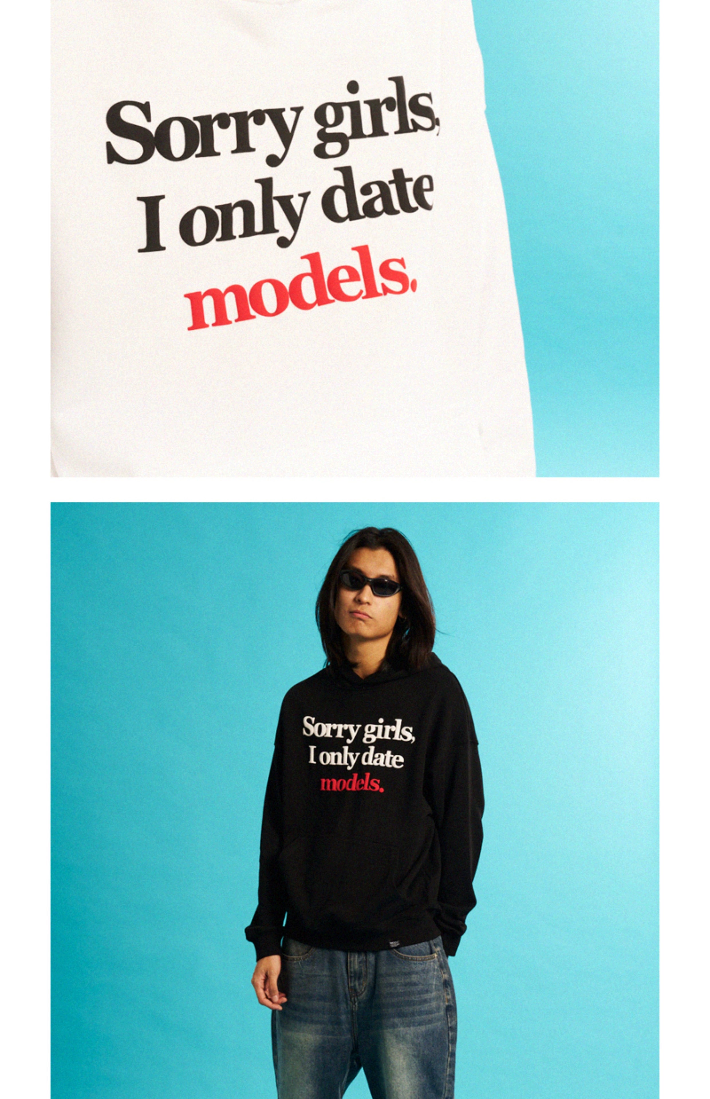 WCC SORRY GIRLS I ONLY DATE MODELS Hoodie-White-M-Free Shipping Leatheretro