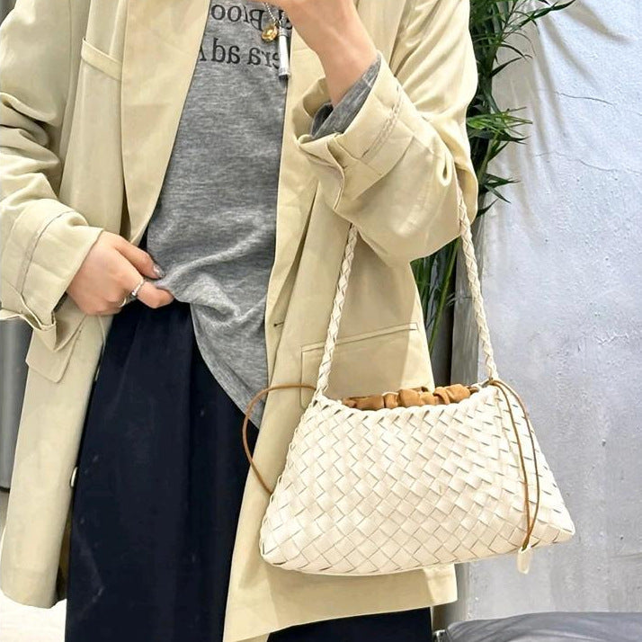 Retro Genuine Leather Woven Handbag for Women-Handbags-Ivory-Free Shipping Leatheretro